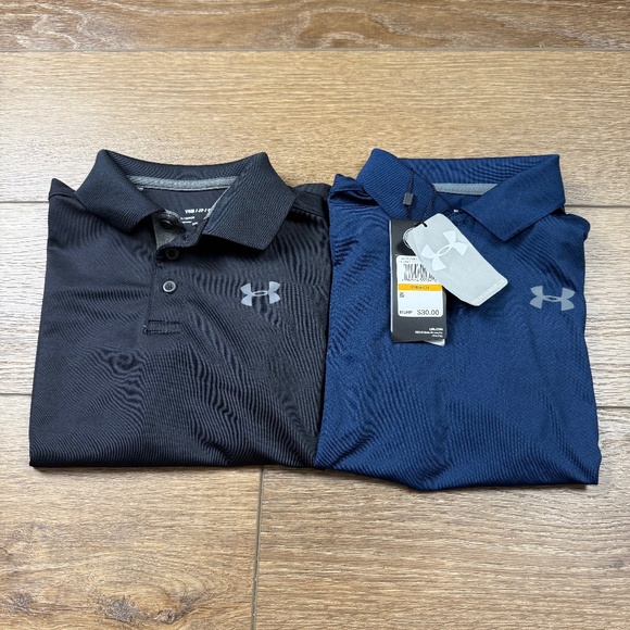 Under Armour Boys Youth Small Polo Shirt Bundle, NWT x 1, Navy/Black, Athletic - Picture 1 of 16